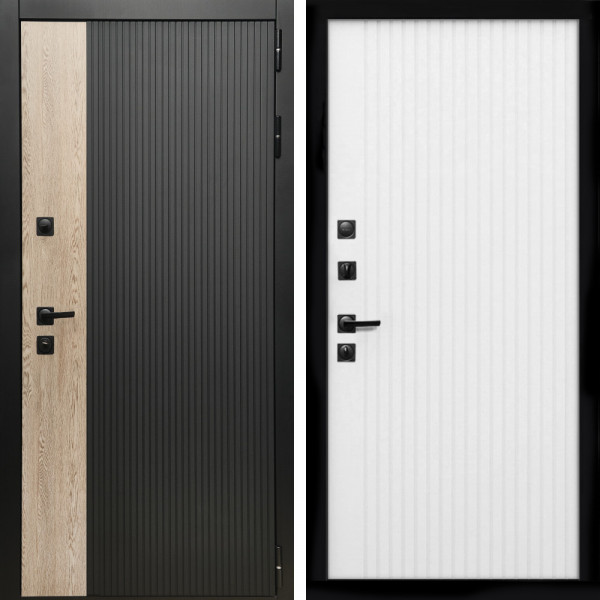 Входная дверь Престиж + Вертикаль белый матовый