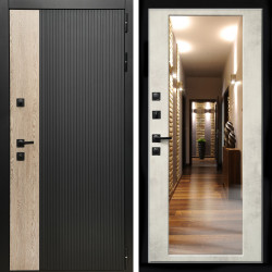 Входная дверь Престиж + Зеркало бетон светлый