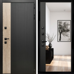 Входная дверь Престиж + Зеркало панорама Черный кварц