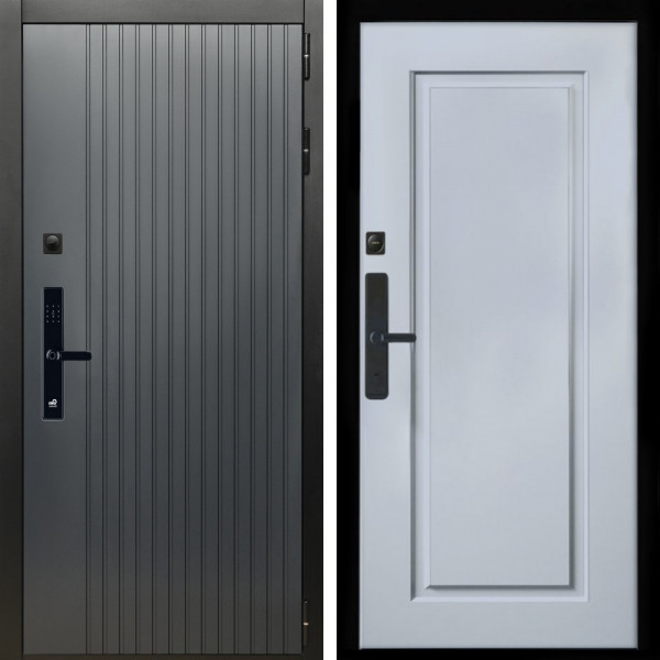 Входная дверь Шторм Графит SMART + ФЛ-119 силк маус
