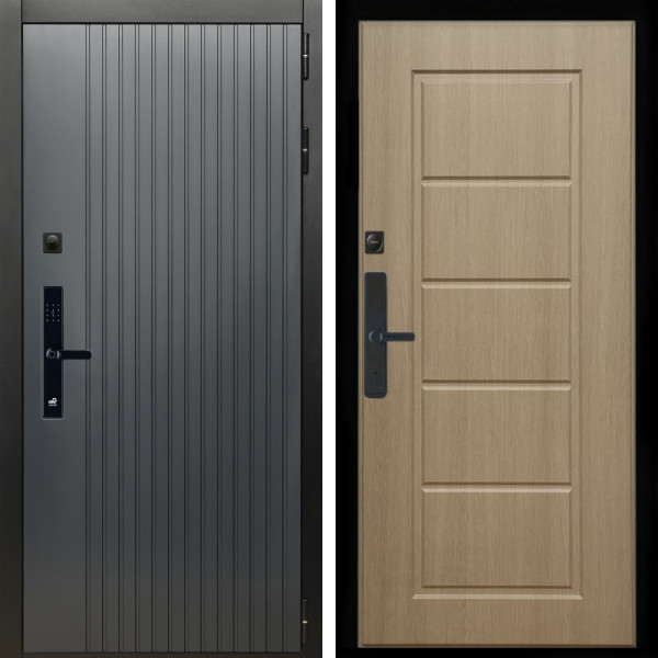 Входная дверь Шторм Графит SMART + ФЛ-39 эко дуб