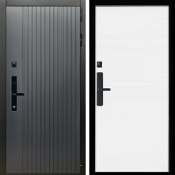 Входная дверь Шторм Графит SMART + Гладкая белый матовый