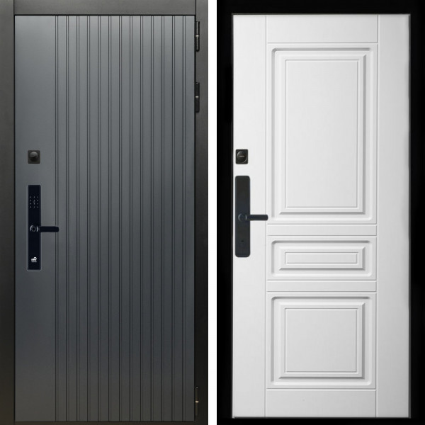 Входная дверь Шторм Графит SMART + Классика белый матовый