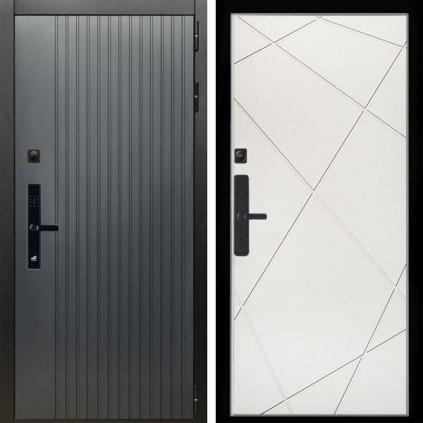 Входная дверь Шторм Графит SMART + Лучи белый