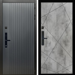 Входная дверь Шторм Графит SMART + Лучи бетон светлый