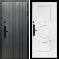 Входная дверь Шторм Графит SMART + МС-100 белый матовый