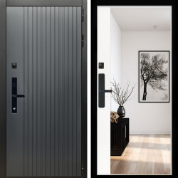 Входная дверь Шторм Графит SMART + Зеркало панорама Белый софт