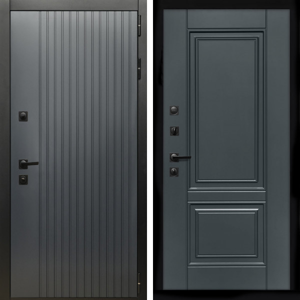 Входная дверь Шторм Графит + ФЛ-117 с полосками графит