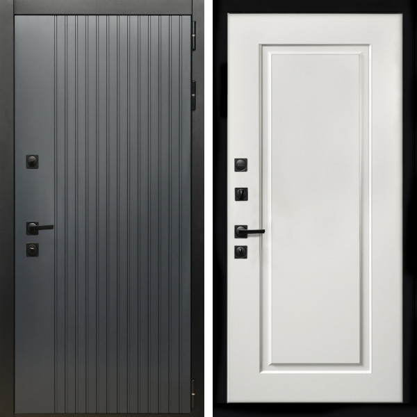 Входная дверь Шторм Графит + ФЛ-119 белый матовый