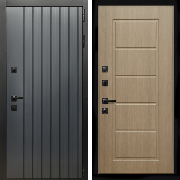 Входная дверь Шторм Графит + ФЛ-39 эко дуб