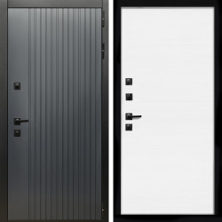 Входная дверь Шторм Графит + Гладкая белый матовый