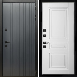 Входная дверь Шторм Графит + Классика белый матовый