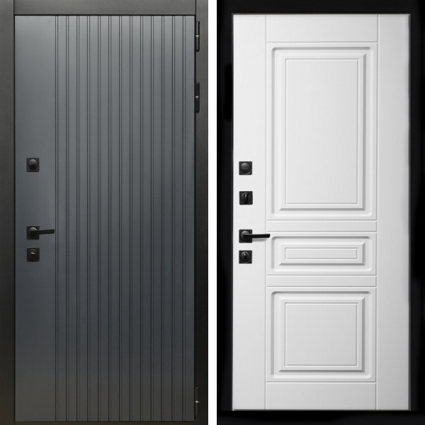 Входная дверь Шторм Графит + Классика белый матовый