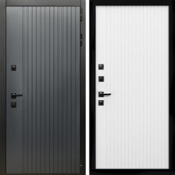 Входная дверь Шторм Графит + Вертикаль белый матовый