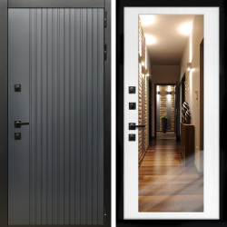 Входная дверь Шторм Графит + Зеркало беленый дуб