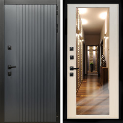 Входная дверь Шторм Графит + Зеркало эко дуб