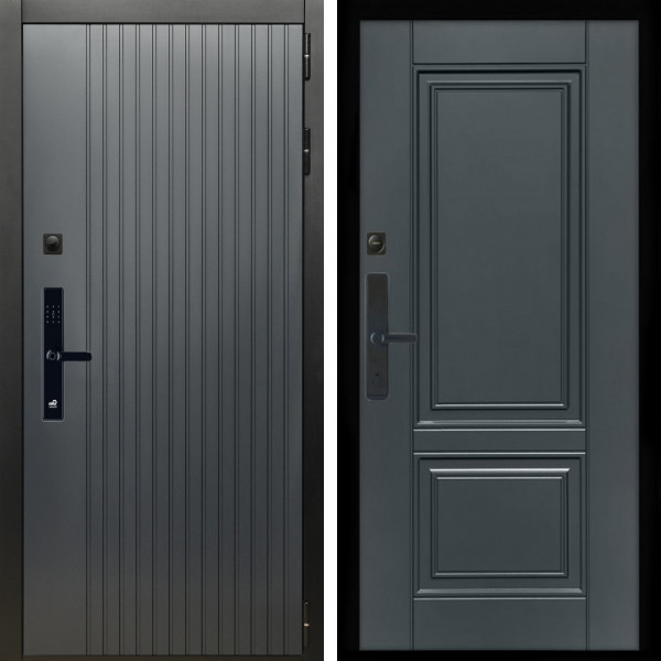 Входная дверь Шторм SMART + ФЛ-117 с полосками графит