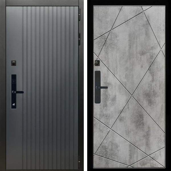 Входная дверь Шторм SMART + Лучи бетон светлый