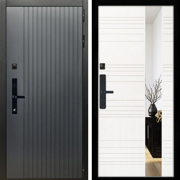 Входная дверь Шторм SMART + Сити белый матовый