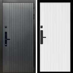 Входная дверь Шторм SMART + Вертикаль белый матовый