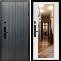 Входная дверь Шторм SMART + Зеркало беленый дуб