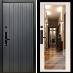 Входная дверь Шторм SMART + Зеркало сандал белый