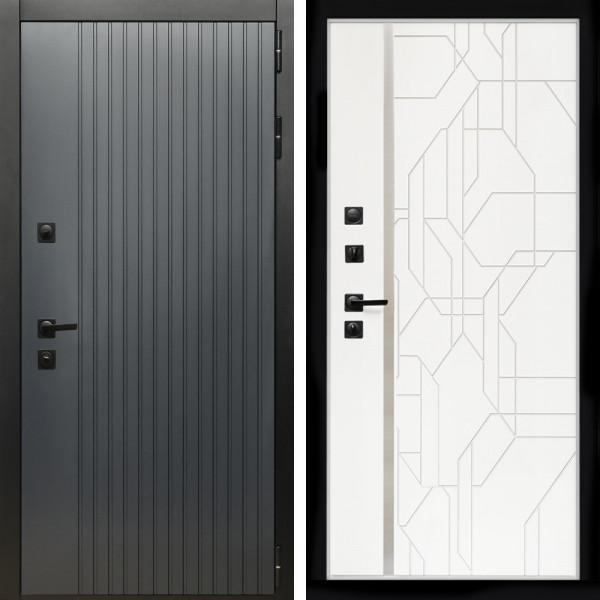 Входная дверь Шторм + Эверест нерж белый матовый