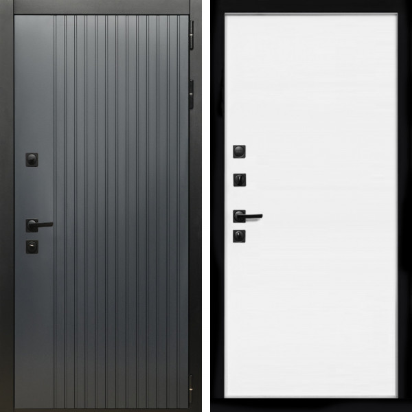 Входная дверь Шторм + Гладкая белый матовый