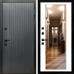 Входная дверь Шторм + Зеркало белый софт