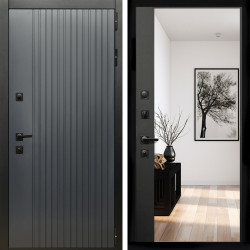 Входная дверь Шторм + Зеркало панорама Черный кварц