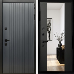 Входная дверь Шторм + Зеркало сб-16 черный кварц