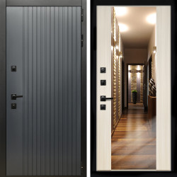 Входная дверь Шторм + Зеркало СБ-16 сандал белый