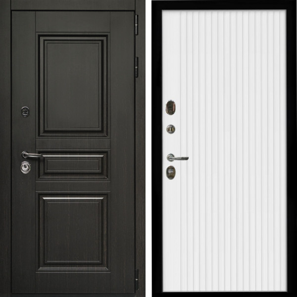Входная дверь Стандарт 10 + Вертикаль белый матовый