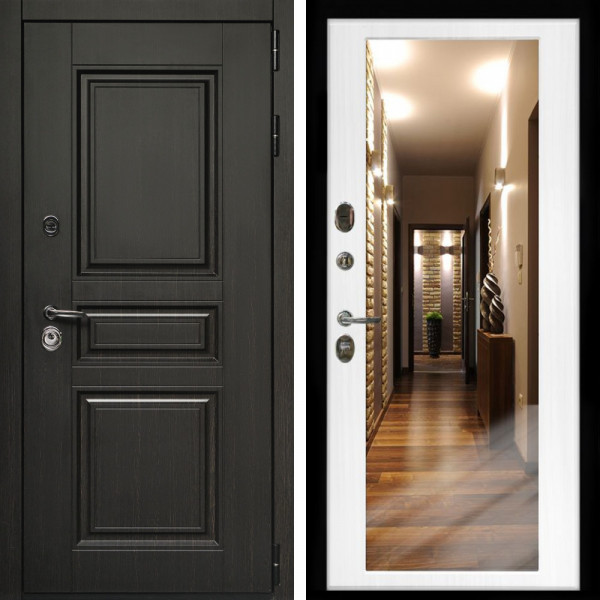 Входная дверь Стандарт 10 + Зеркало беленый дуб