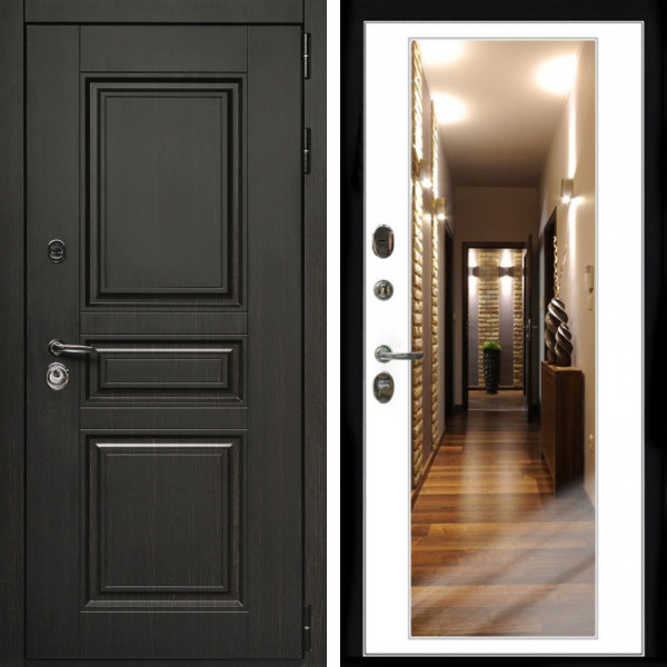 Входная дверь Стандарт 10 + Зеркало белый софт