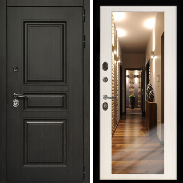 Входная дверь Стандарт 10 + Зеркало сандал белый