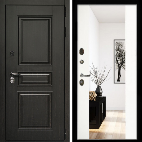 Входная дверь Стандарт 10 + Зеркало сб-16 белый матовый