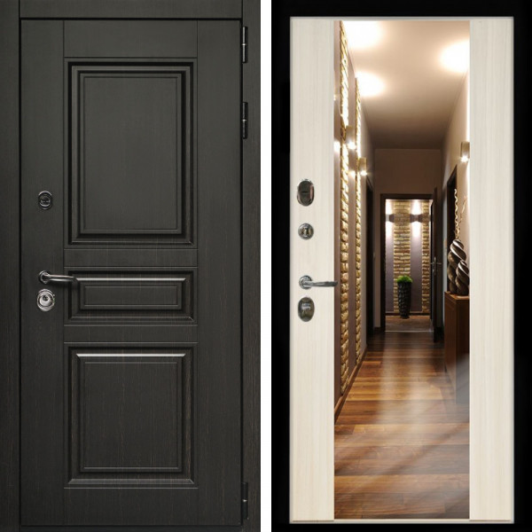 Входная дверь Стандарт 10 + Зеркало СБ-16 сандал белый