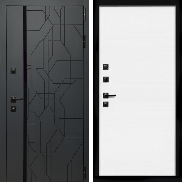 Входная дверь Верона Графит + Гладкая белый матовый