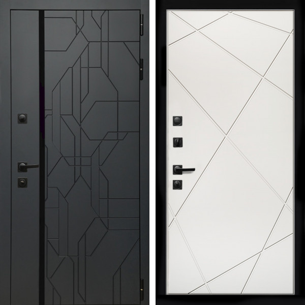 Входная дверь Верона Графит + Лучи белый