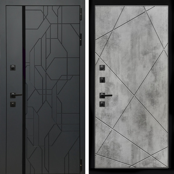 Входная дверь Верона Графит + Лучи бетон светлый