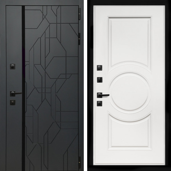 Входная дверь Верона Графит + МС-100 белый матовый