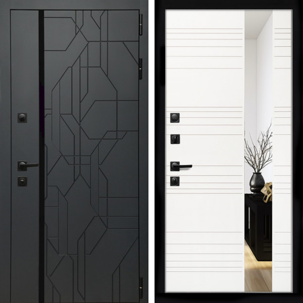 Входная дверь Верона Графит + Сити белый матовый