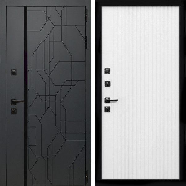 Входная дверь Верона Графит + Вертикаль белый матовый