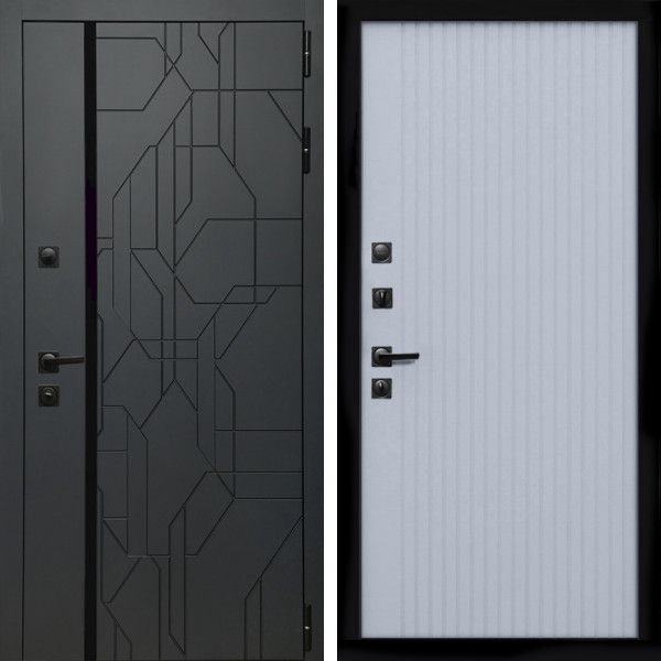 Входная дверь Верона Графит + Вертикаль Силк маус