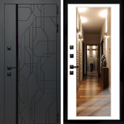 Входная дверь Верона Графит + Зеркало белый софт