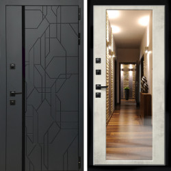 Входная дверь Верона Графит + Зеркало бетон светлый