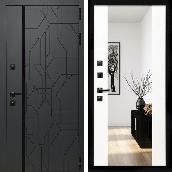 Входная дверь Верона Графит + Зеркало сб-16 белый матовый