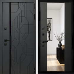 Входная дверь Верона Графит + Зеркало сб-16 черный кварц