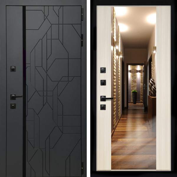 Входная дверь Верона Графит + Зеркало СБ-16 сандал белый